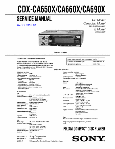 SONY  CDX-CA650X/CA660X/CA690X Ver1.1