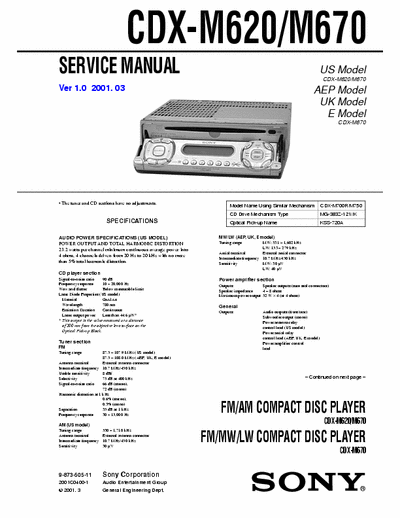 SONY  CDX-M620/M670