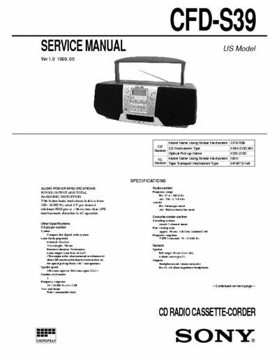 Sony CFD-S39 SONY CFD-S39