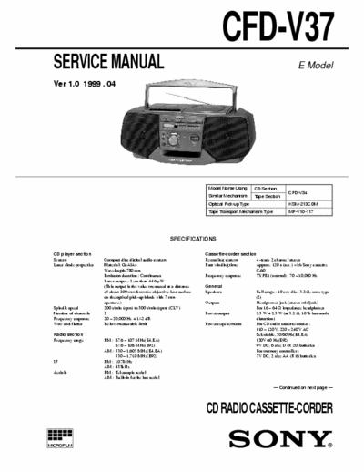 Sony CFD-V37 SONY CFD-V37