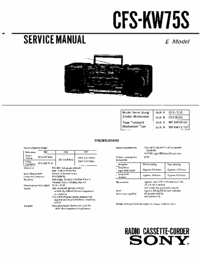 SONY CFS-KW75S AUDIO SONY CFS-KW75S