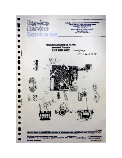 philips ng2 black and white crt TV Philips, service manual and schematic in french language