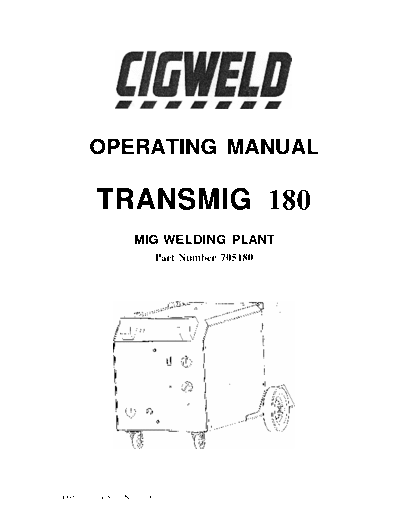 CIGWELD Brumby 180 MIG Welder User manual for the CIGWELD Brumby 180 MIG Welder
26 pages
Scanned, OCR