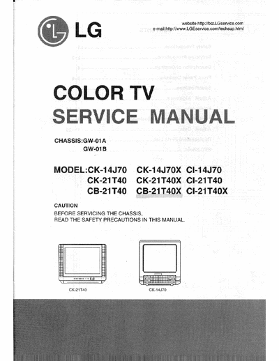 LG-GOLDSTAR CK-14J70 Esquema do chassi GW-01B
Varios modelos
14J70 e
21T40