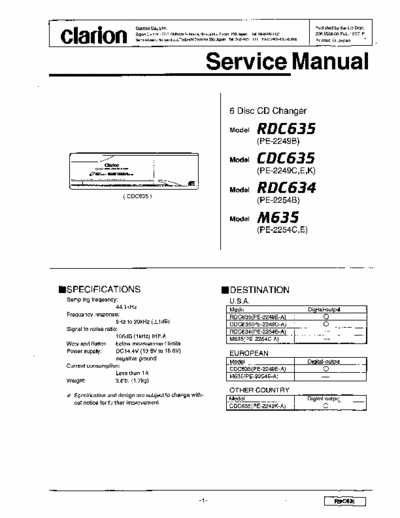 CLARION CDC634,RDC634,RDC635,M635 S.M.