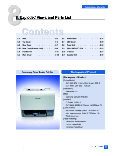 Samsung CLP-300 Exploded Views & Parts List