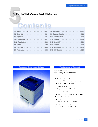 Samsung CLP-350N Exploded Views & Parts List