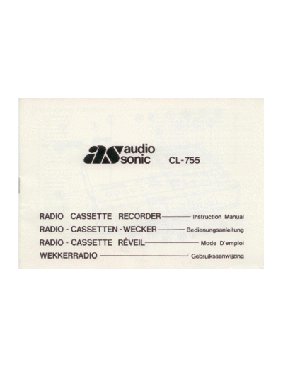 audiosonic  Radio cassette recorder/ radio-cass-réveil / radio-cass-wecker / wekkerradio 
Instruction manaul + schematic