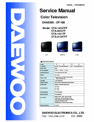 DAEWOO DTA14C4TFF Service manuals schematics documentation