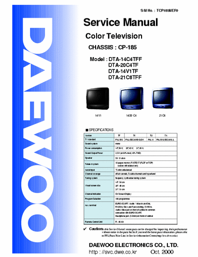 DAEWOO CP-185 DTA-14C4TFF 
DTA-20C4TF
DTA-14V1TF
DTA-21C6TFF