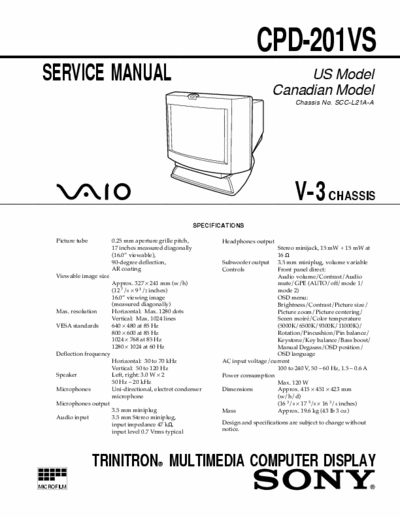 sony cpd-201vs monitor sony cpd 201vs