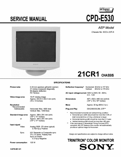 Sony CPD-E530 Service + Owner