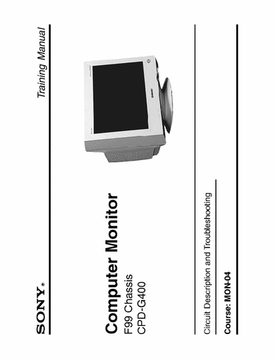 SONY CPD-G400 Training Manual for CPD-G400