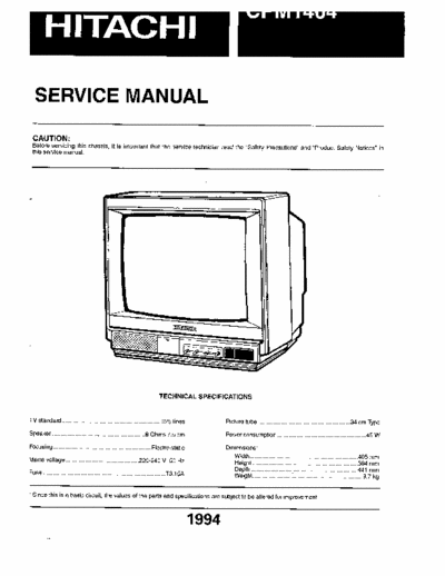 hitachi CPM1404 Hitachi CPM1404 video monitor service manual (1994)