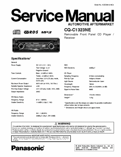 PANASONIC CQ-C1323 SERVICE MANUAL