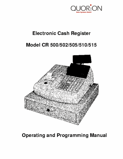 quorion optima CR-500 Operating and Programming Manual for Quorion Optima CR-500.