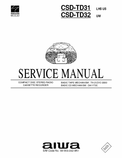 Aiwa CSD-TD31, CSD-TD32 Service Manual CD Stereo Radio Cassette Recorder - [Tot File 3.598Kb] Part 1/2 - pag. 30