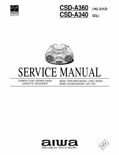 AIWA CSD-A340 [LH, L, G, H, D] service manual radio receiver, cd, cassette rec, portable - Part File 1/2. pag 43