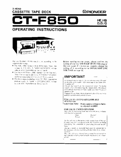 Pioneer CT-F850 Cassette tape deck, 3 heas, 2 motors, 1979