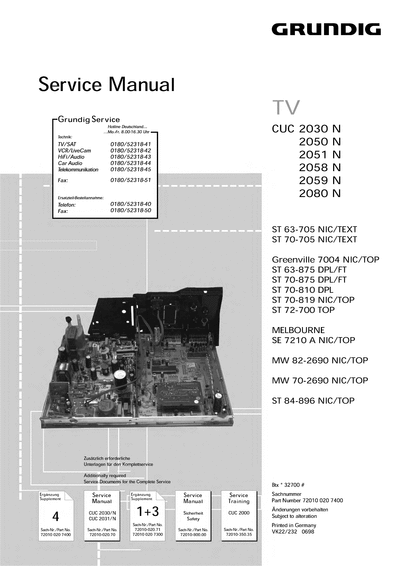 Grundig CUC740 Schematics for model CUC740 serie M5026