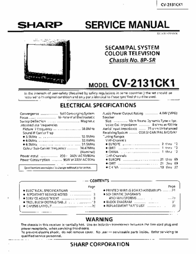 SHARP CV-2131CK1 Service manual