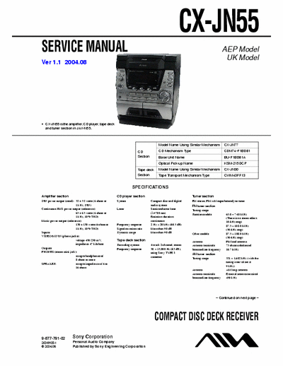 aiwa CXJN55 service manual