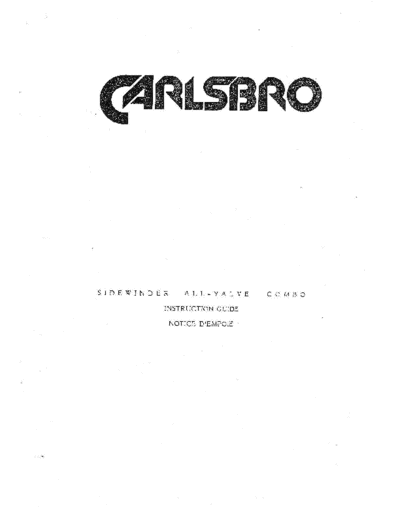 Carlsbro Sidewinder User Manual for 60W valve guitar combo amplifier manufactured 1986-88