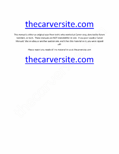 carver cm 1090 Integrated Amplifier Service Manual