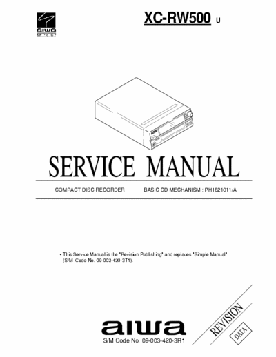 Aiwa XC-RW500 Service Manual CD Recorder - CD mech. PH162101/A - (6.926Kb) pag. 29