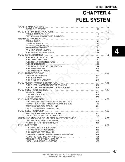 Polaris Brutus HDPTO Polaris Brutus, Brutus HD, and Brutus HD PTO Service Manual
Fuel System