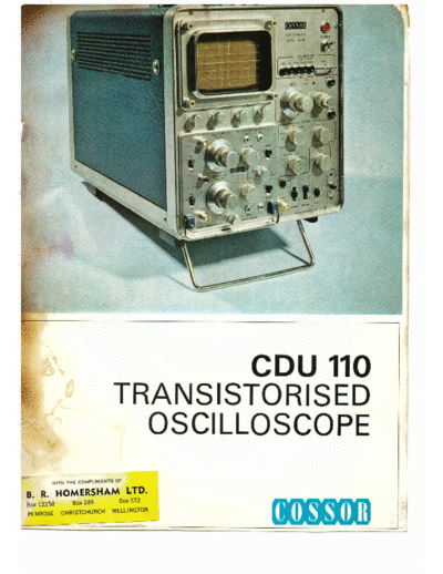 Cossor CDU 110 Good quality scan from old and slightly damaged manual.