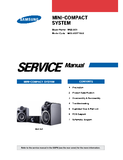 Samsung MAX-A65 Complete Service ,Repair Manual