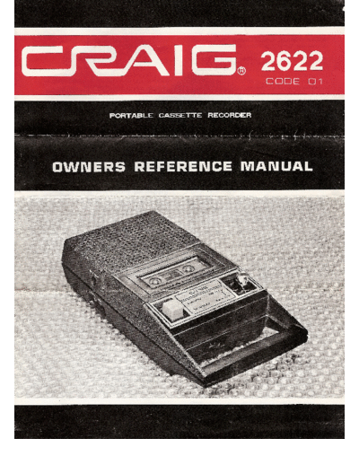 Craig 2622 Cassette recorder manual (year 1973) complete with schematic
