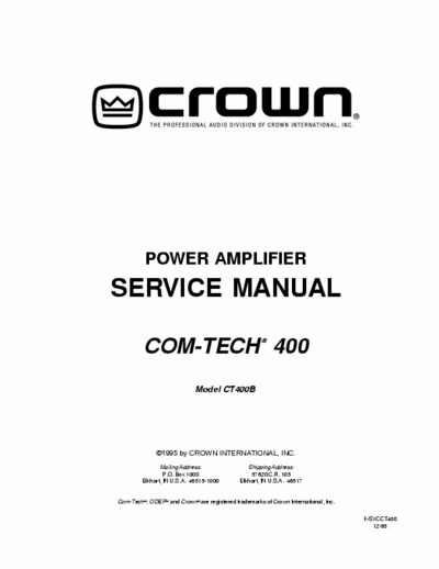Crown CT400B power amplifier