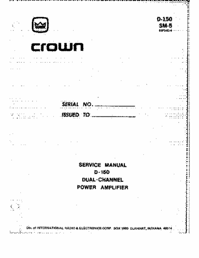 Crown D150 power amplifier