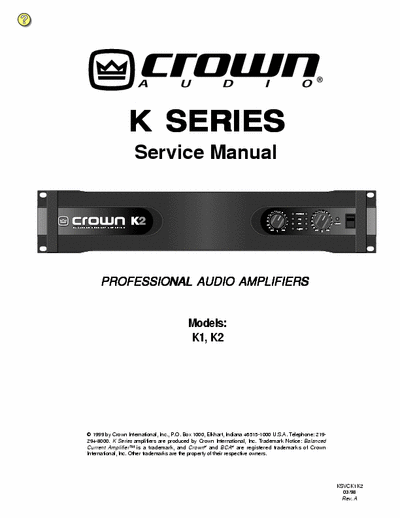 Crown K series amplifier