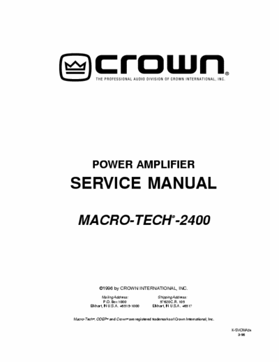 Crown MacroTech2400 power amplifier