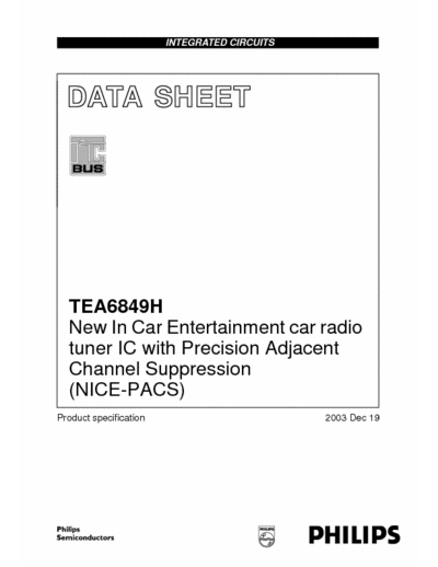 PHILIPS DATA SHEET TEA6849H DATA SHEET TEA6849H