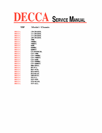 decca DBS-9892C download schematic DECCA DBS-9892C