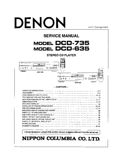 DENON DCD-635, DCD-735 DENON    DCD-635,   DCD-735   Stereo CD Player   Service Manual