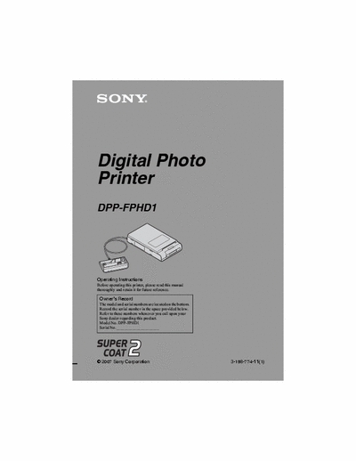 Sony DPP-FPHD1 32 page manual for Sony DPP-FPHD1 printer