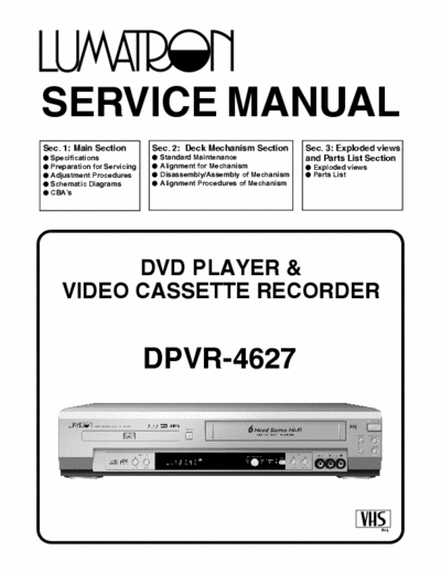 Lumatron DPVR-4627 Dvd Player - Video VHS Recorder