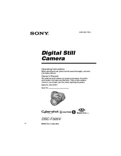 Sony DSC-F505V 68 page user