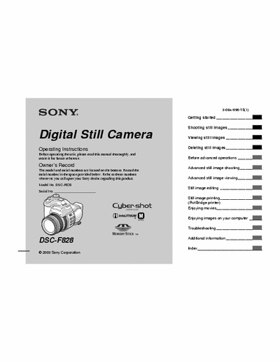 Sony DSC-F828 160 page user