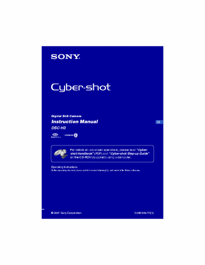 Sony DSC-H3 36 page instruction manual  for Sony D-cam DSC-H3