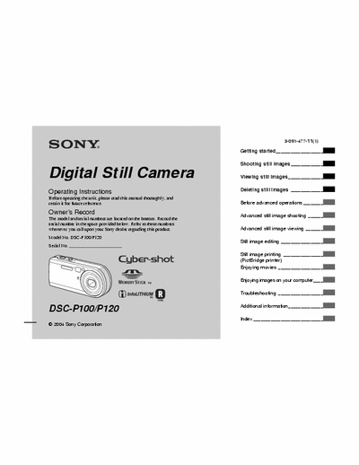 Sony DSC-P100 128 page user