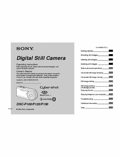 Sony DSC-P150 128 page user
