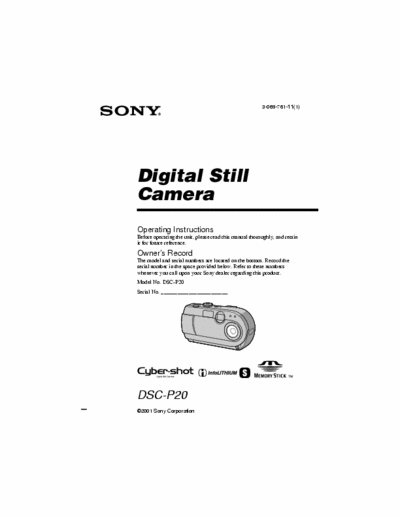 Sony DSC-P20 88 page owner