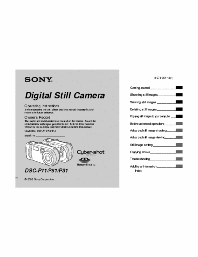 Sony DSC-P31 119 page owner
