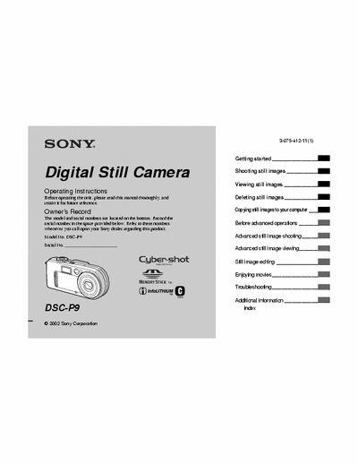 Sony DSC-P9 104 page user